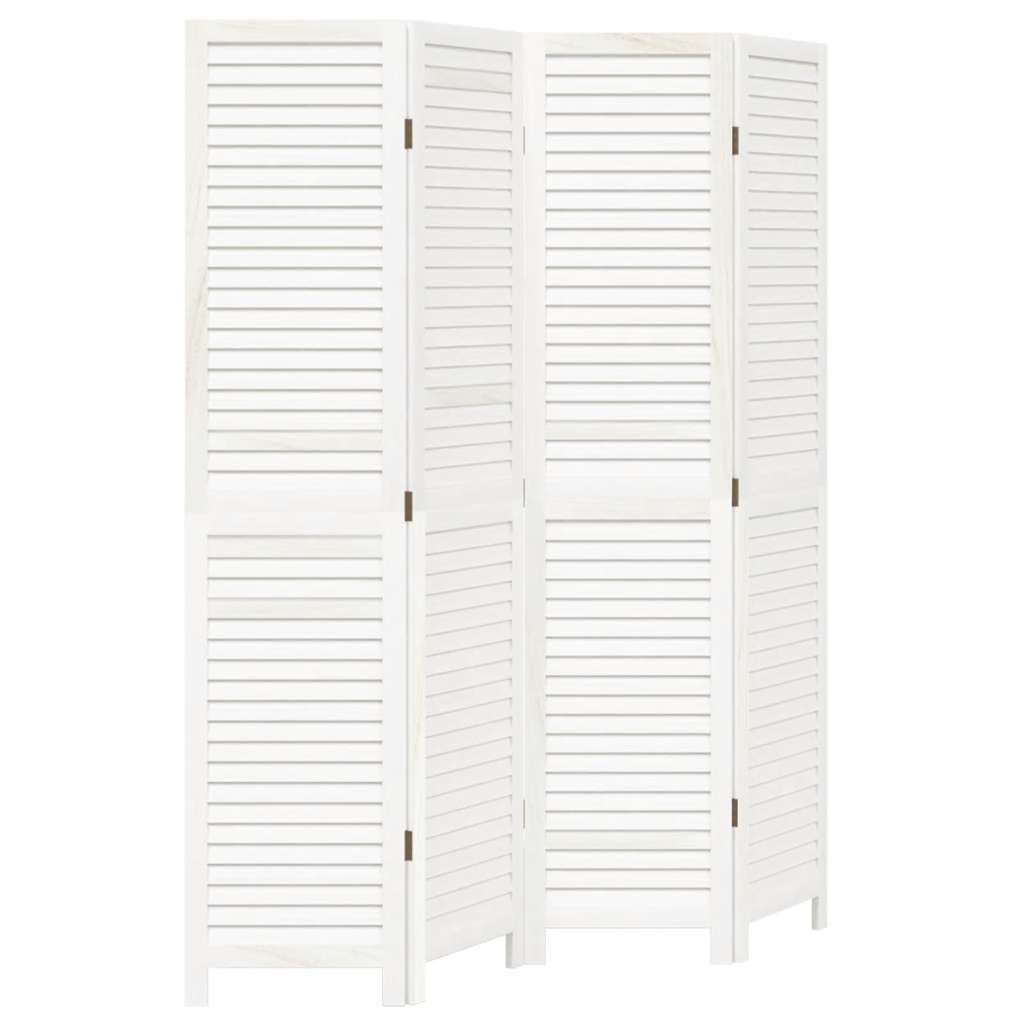 Cloison de séparation 4 panneaux blanc bois de paulownia massif - XIOS