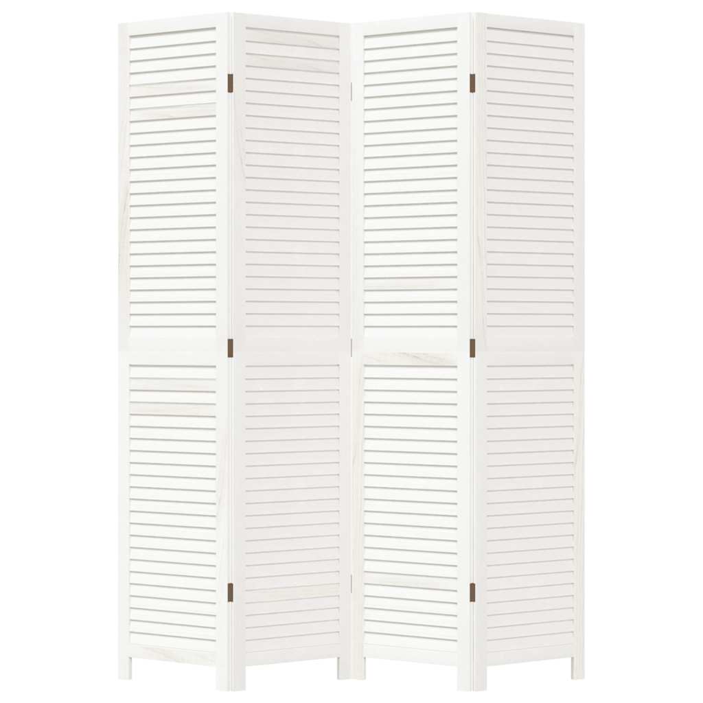 Cloison de séparation 4 panneaux blanc bois de paulownia massif - XIOS