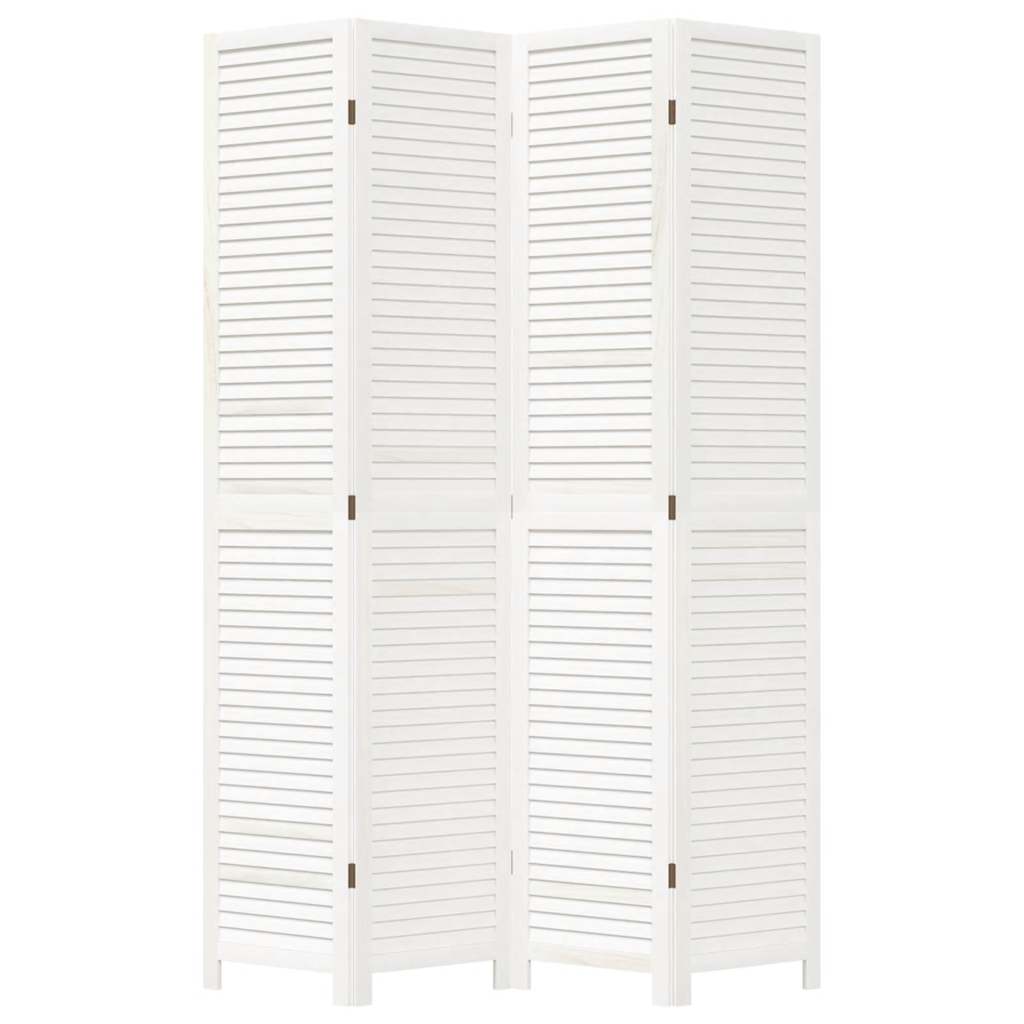 Cloison de séparation 4 panneaux blanc bois de paulownia massif - XIOS