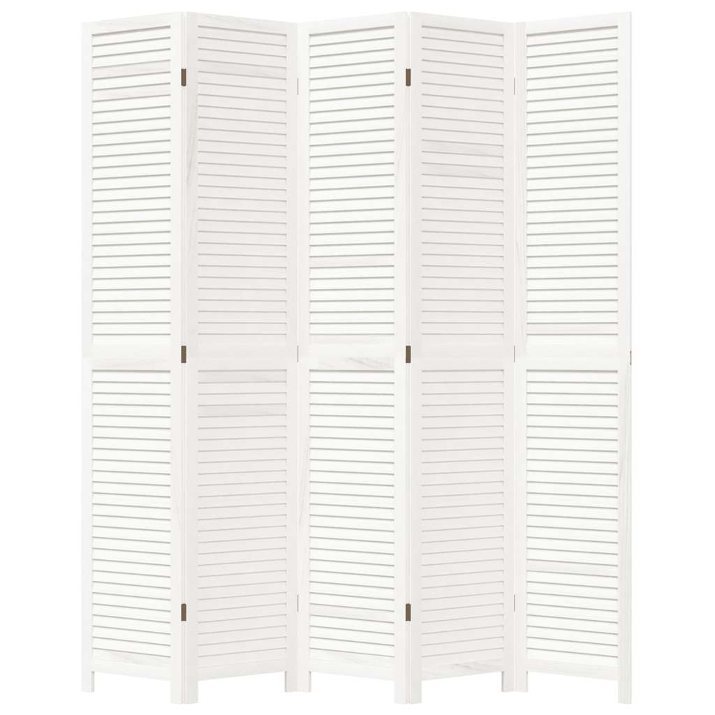 Cloison de séparation 5 panneaux blanc bois de paulownia massif - XIOS