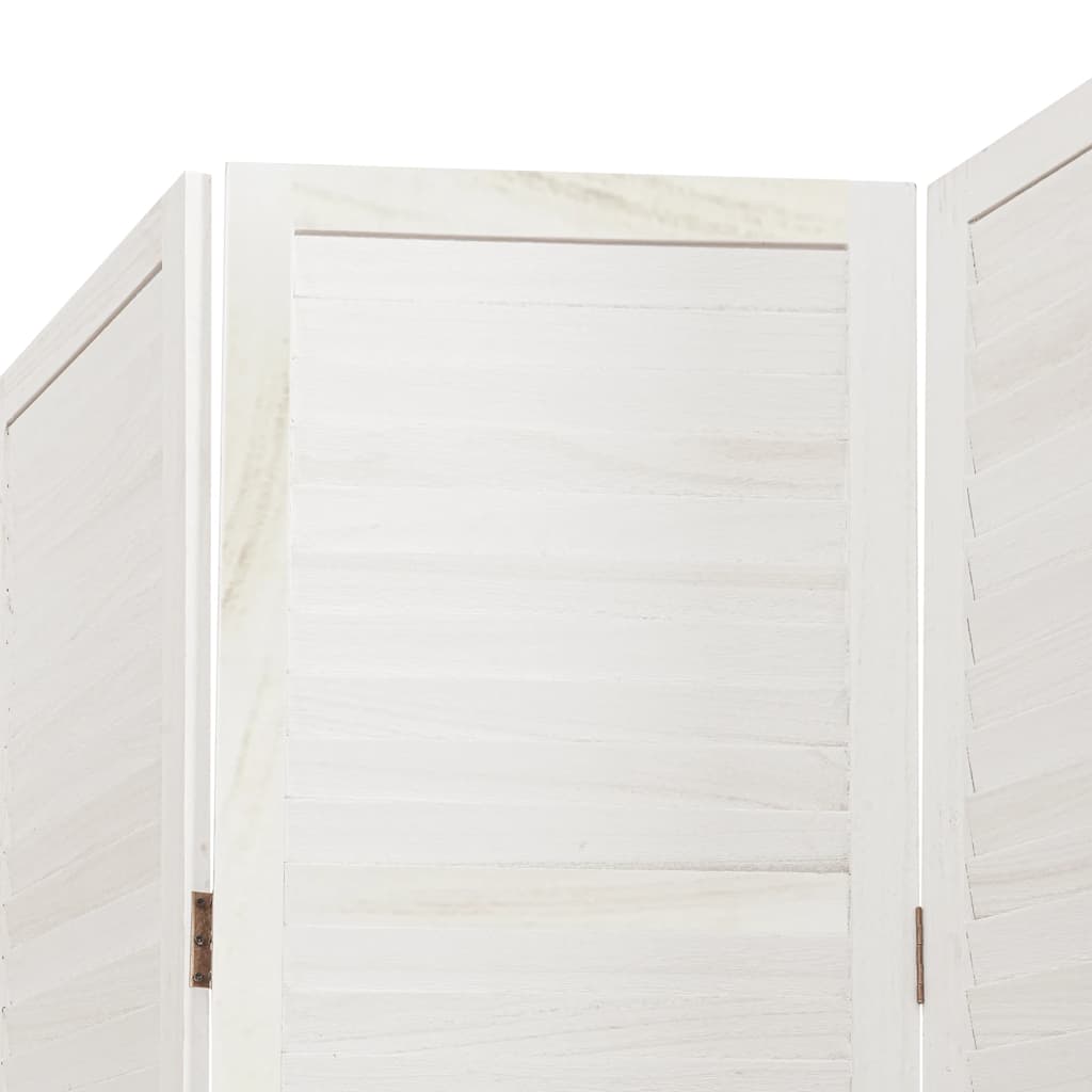 Cloison de séparation 5 panneaux blanc bois de paulownia massif - XIOS