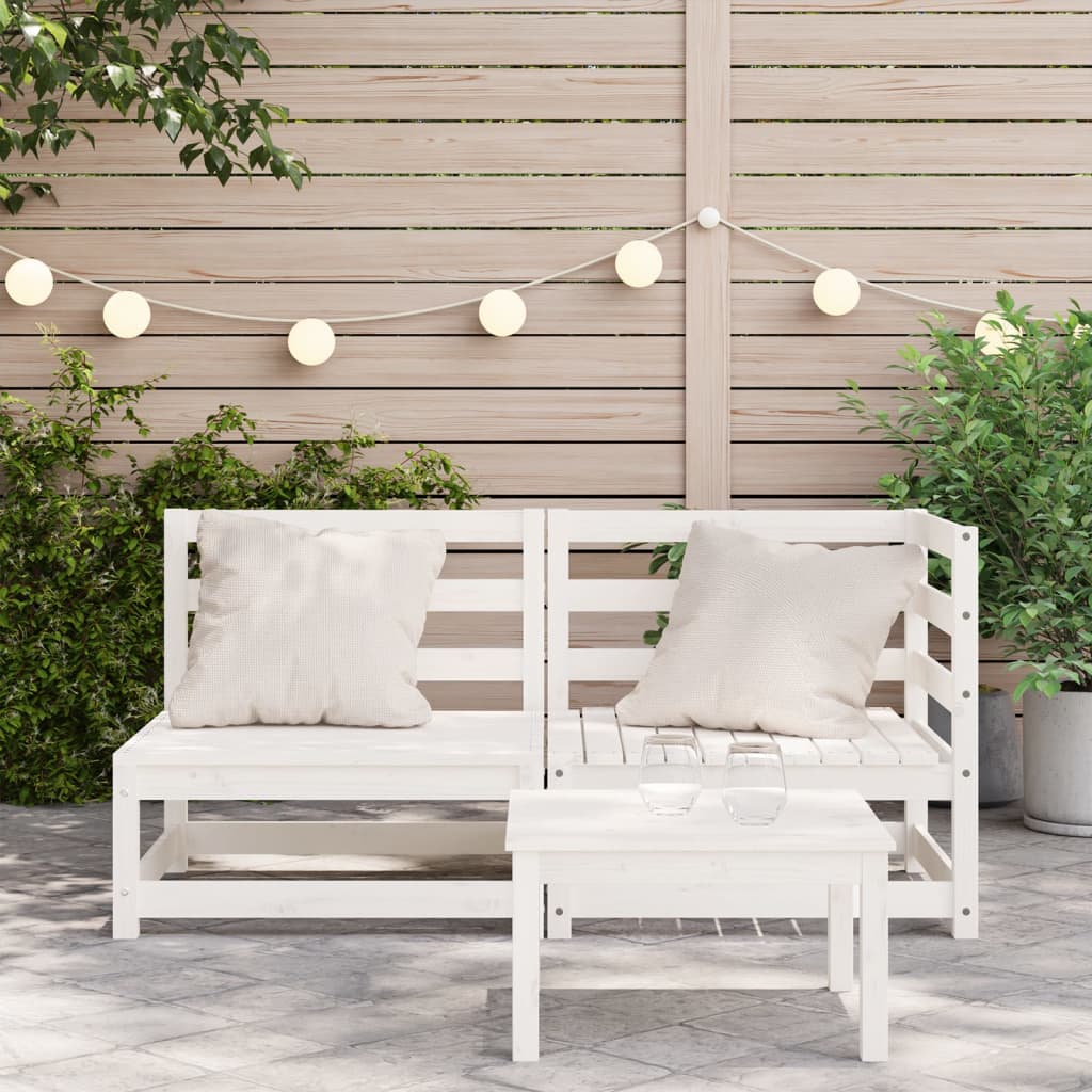 Canapé de jardin 2 places blanc bois de pin massif Éléments pour canapés modulables de jardin vidaXL