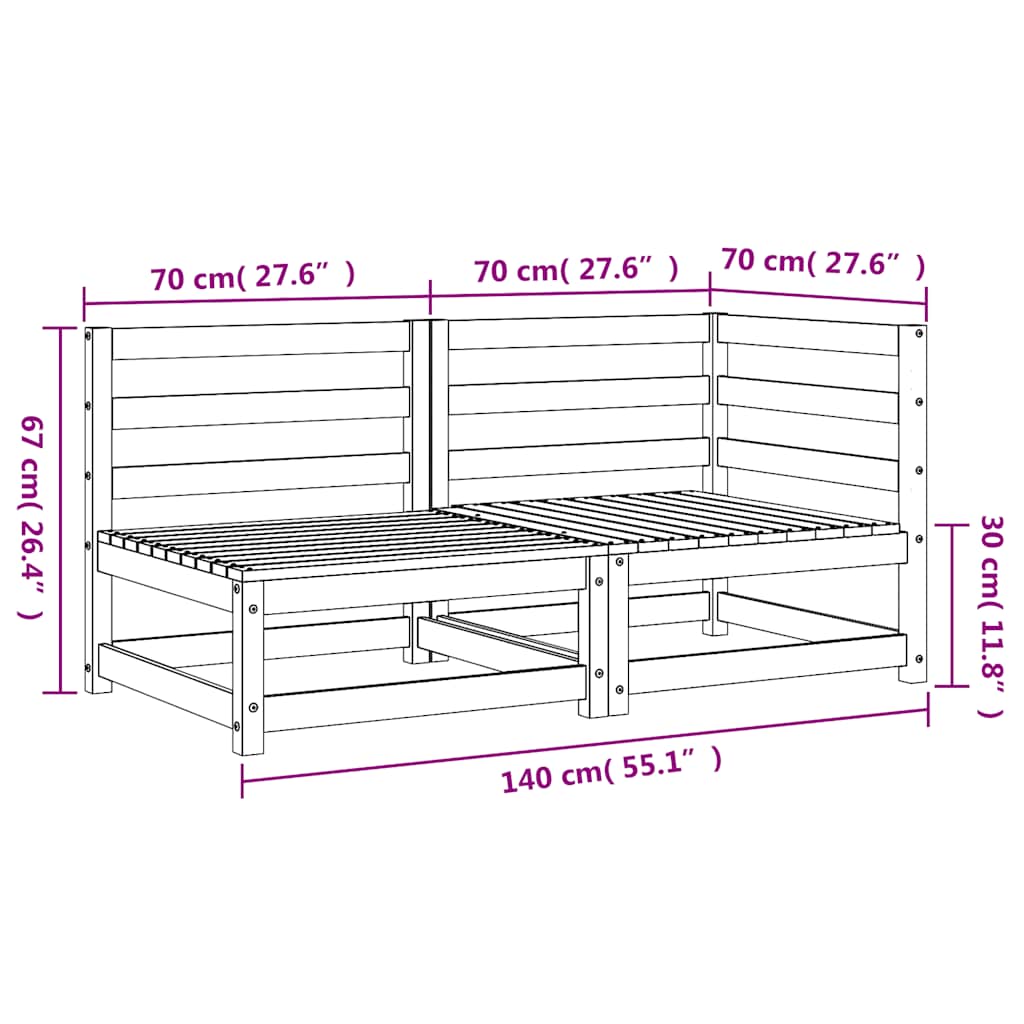 Canapé de jardin 2 places blanc bois de pin massif Éléments pour canapés modulables de jardin vidaXL