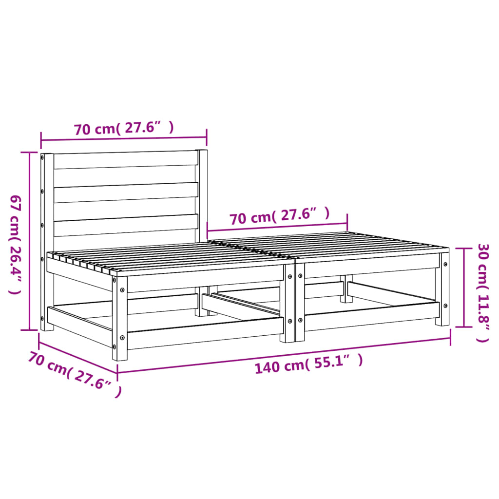 Canapé de jardin sans accoudoirs repose-pieds bois pin massif Éléments pour canapés modulables de jardin vidaXL