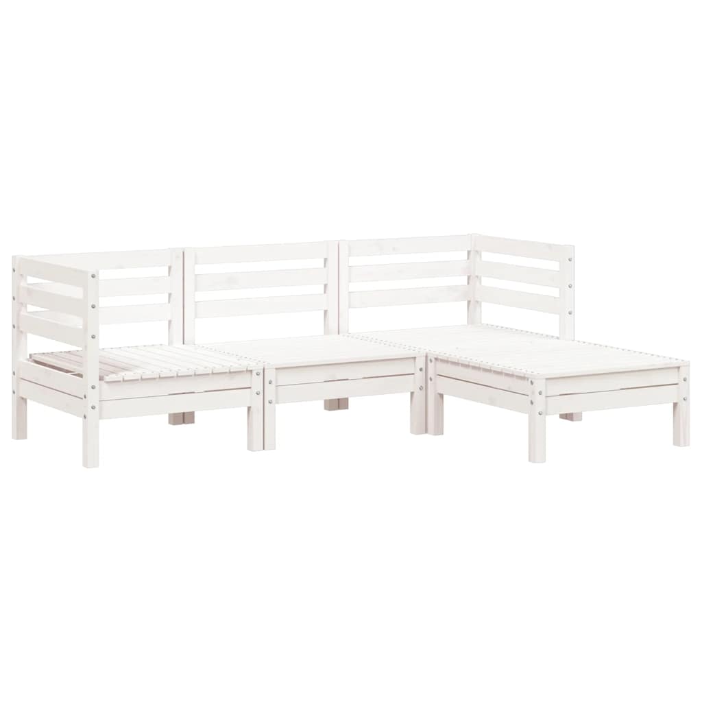 Canapé de jardin 3 places et repose-pied blanc bois pin massif - XIOS