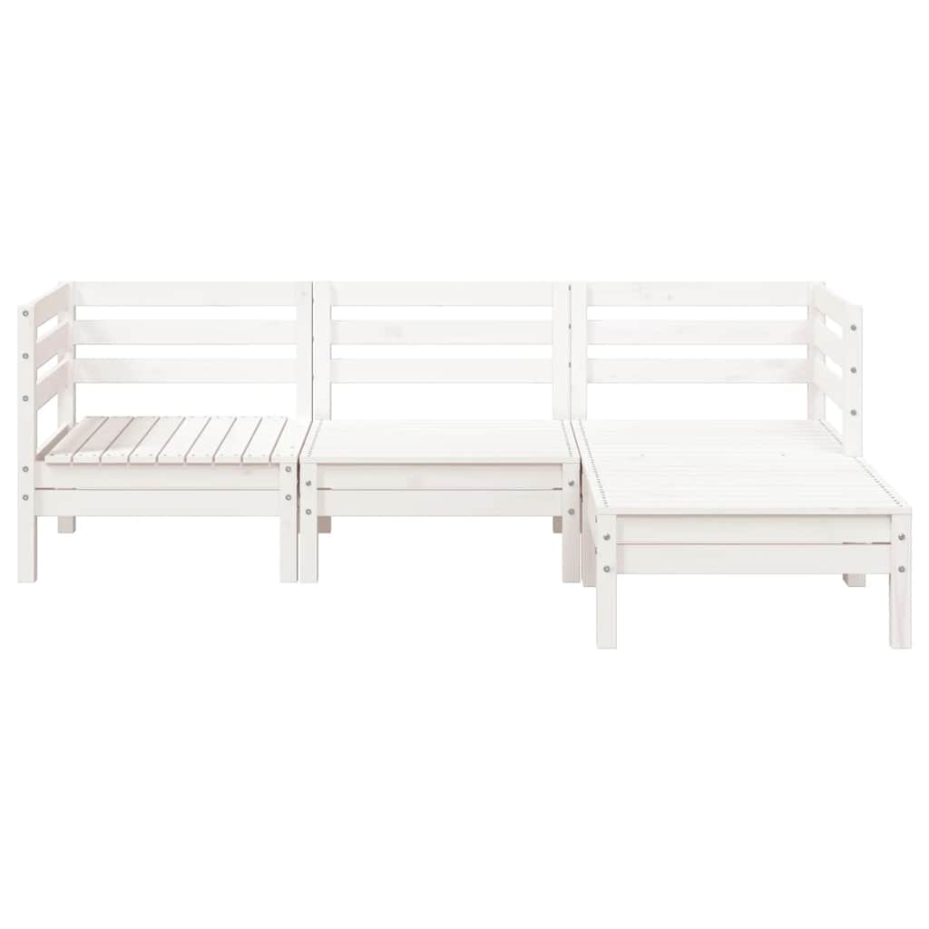Canapé de jardin 3 places et repose-pied blanc bois pin massif - XIOS