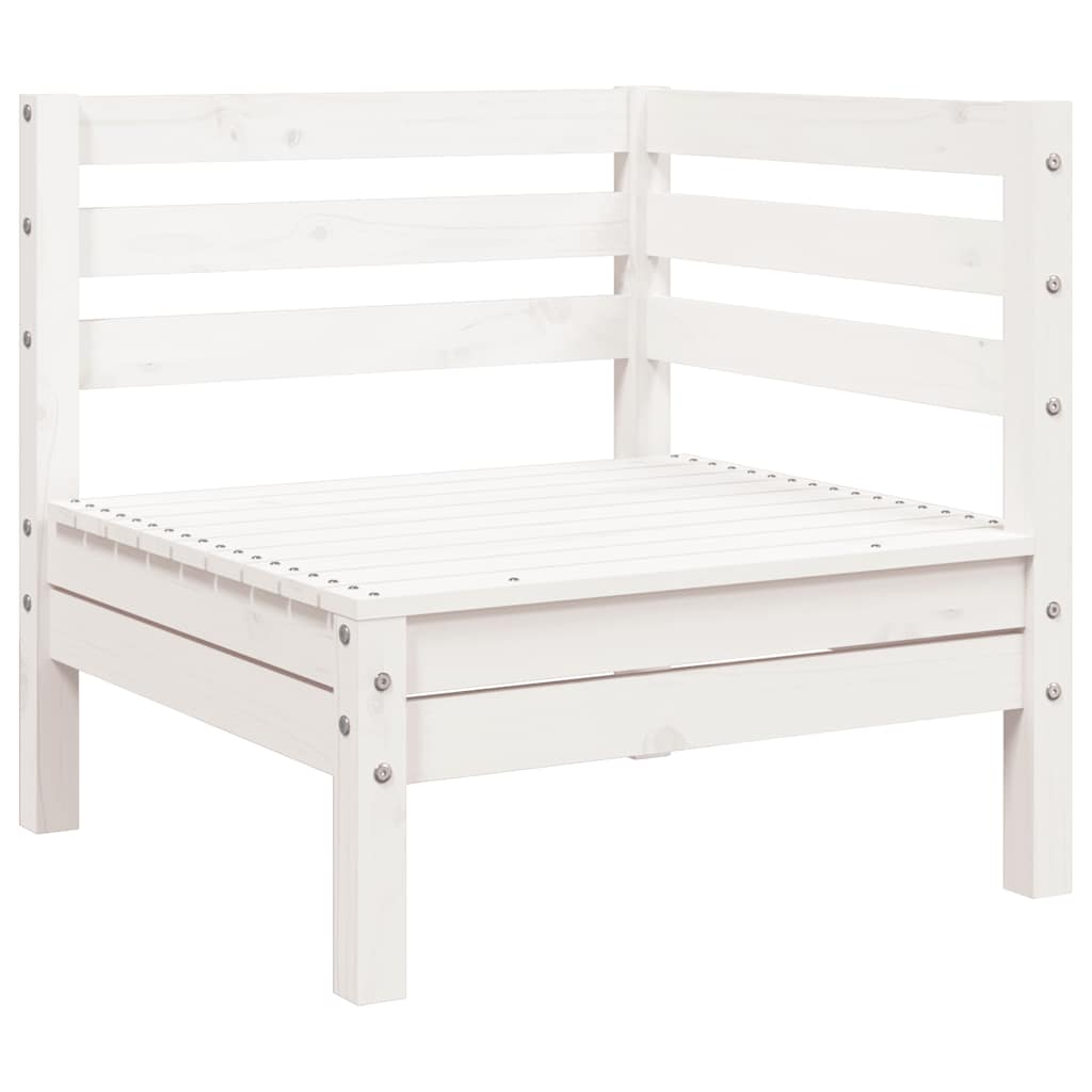 Canapé de jardin 3 places et repose-pied blanc bois pin massif - XIOS