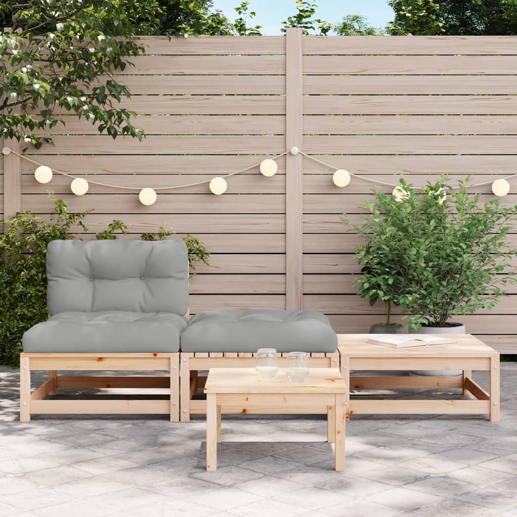 Canapé de jardin sans accoudoirs avec coussins et repose-pieds Éléments pour canapés modulables de jardin vidaXL