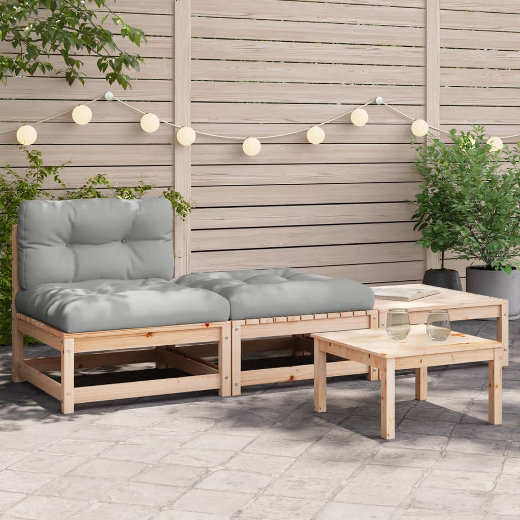 Canapé de jardin sans accoudoirs avec coussins et repose-pieds Éléments pour canapés modulables de jardin vidaXL