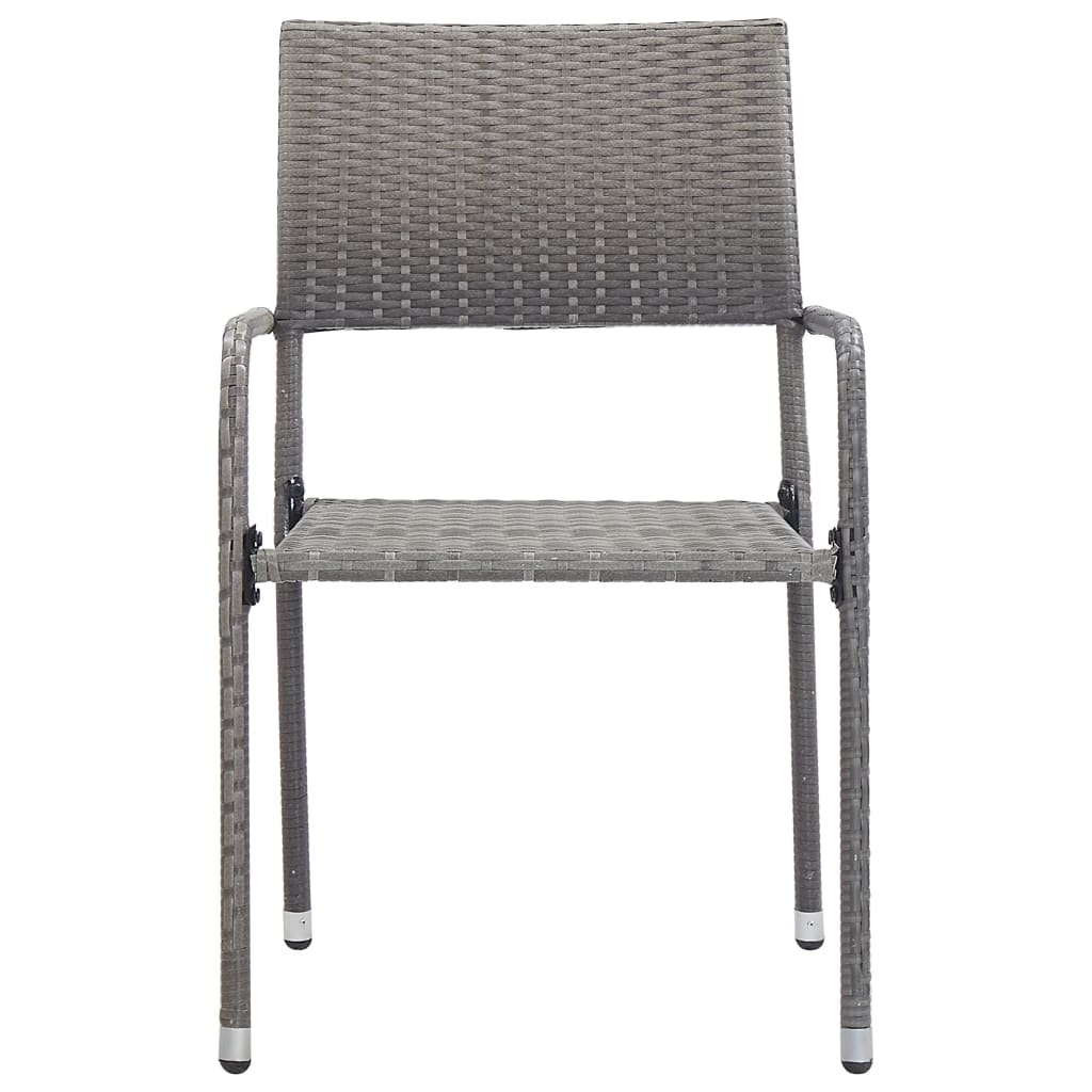 Ensemble à manger de jardin 3pcs gris/noir résine tressée/acier