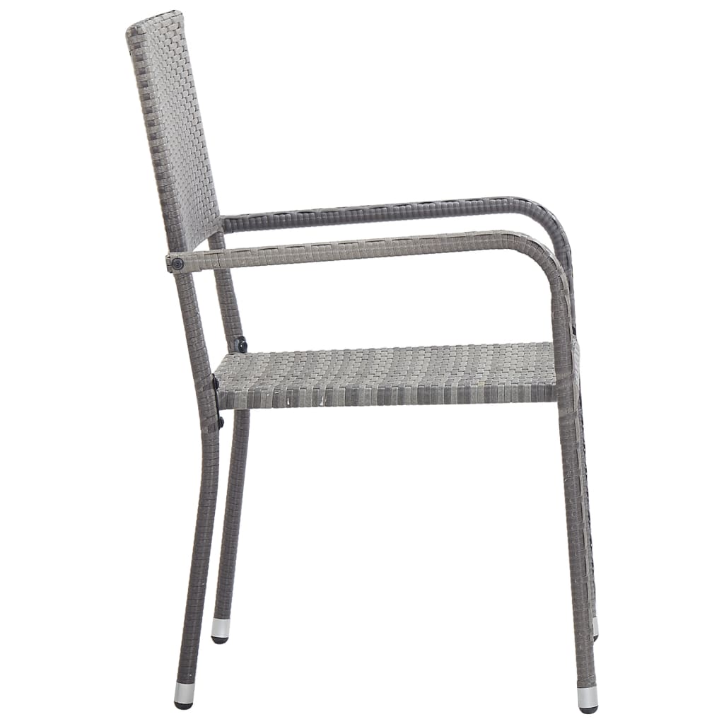 Ensemble à manger de jardin 3pcs gris/noir résine tressée/acier