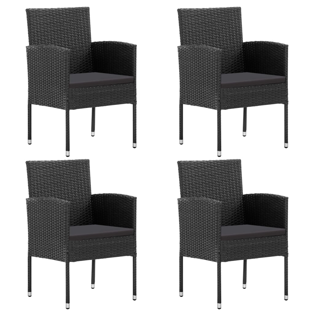Ensemble à manger de jardin 5 pcs noir résine tressée et acier