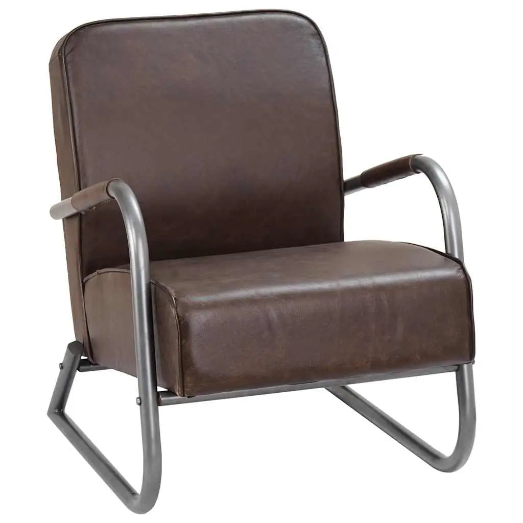 Fauteuil marron cuir véritable - XIOS