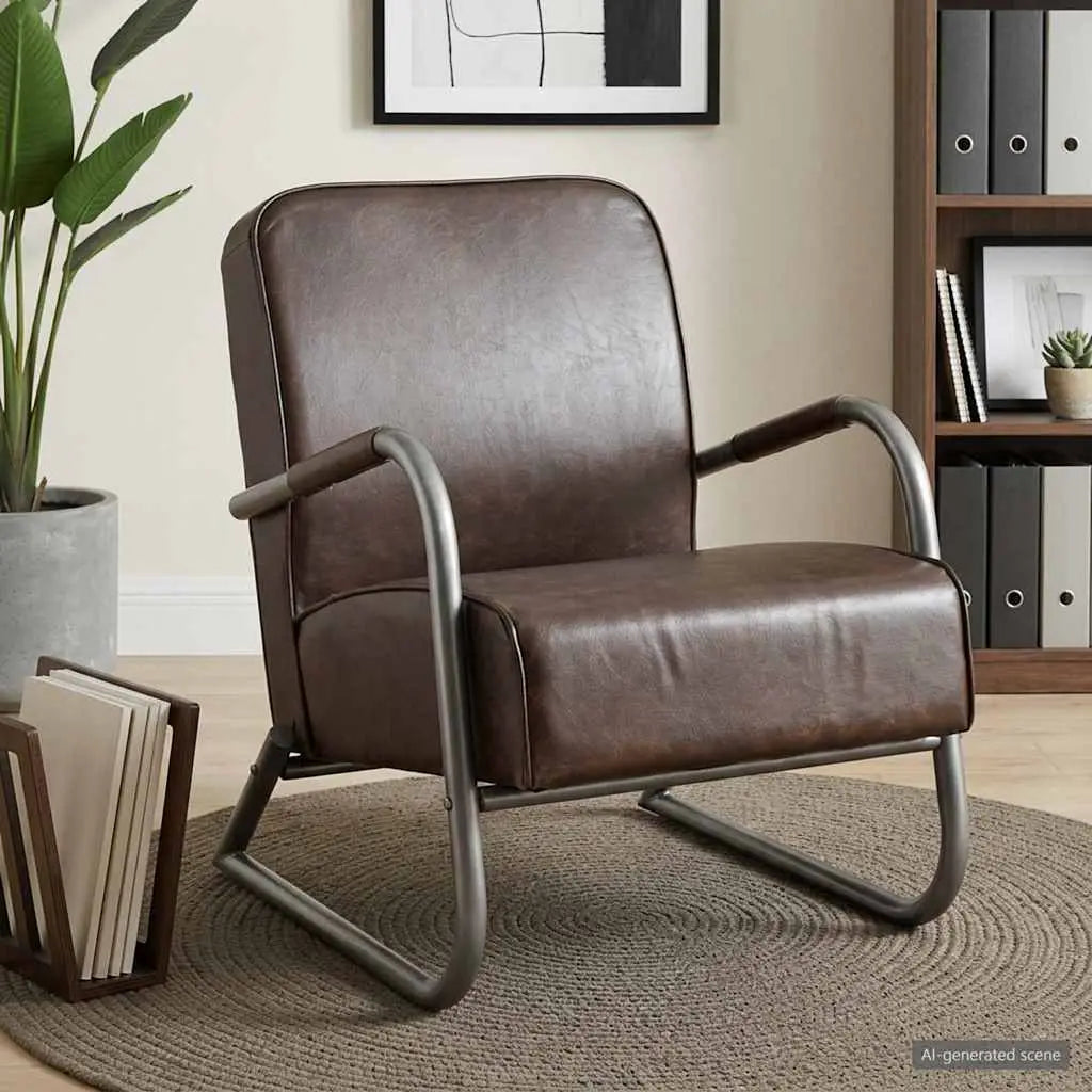 Fauteuil marron cuir véritable - XIOS