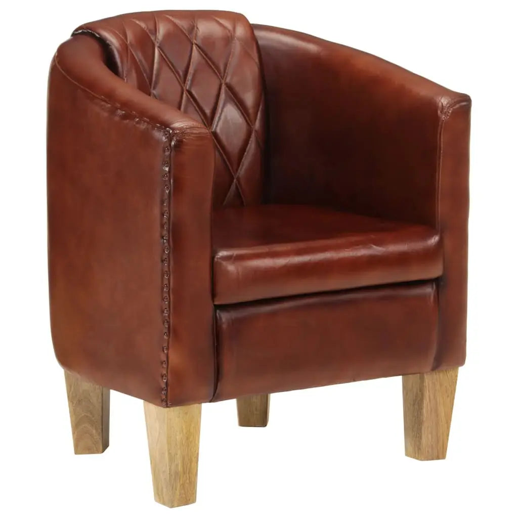 Chaise cabriolet marron cuir véritable - XIOS