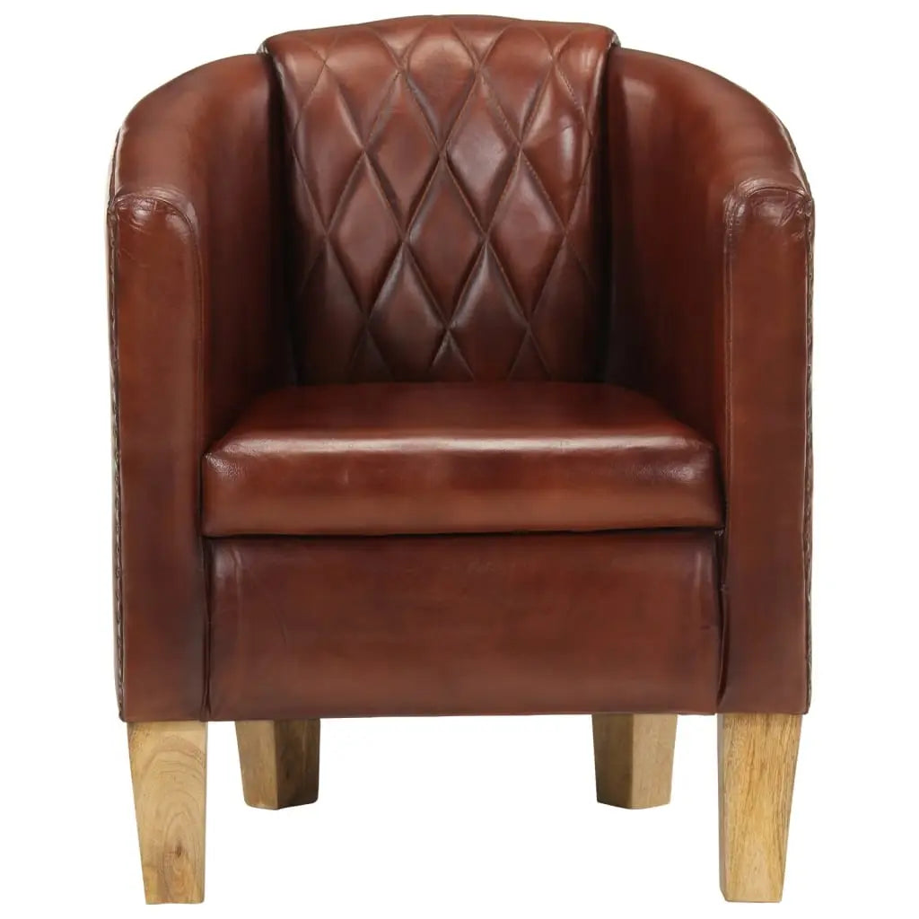 Chaise cabriolet marron cuir véritable - XIOS