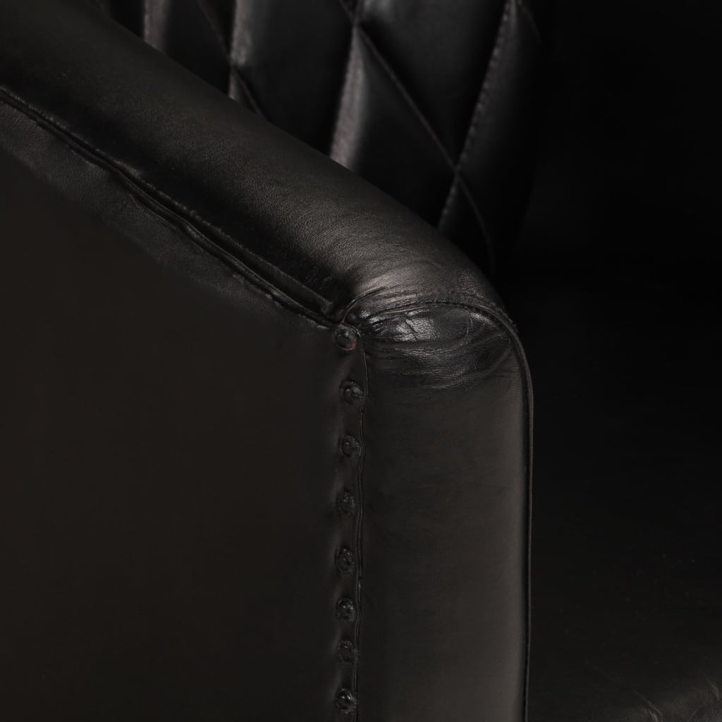 Chaise cabriolet noir cuir véritable - XIOS