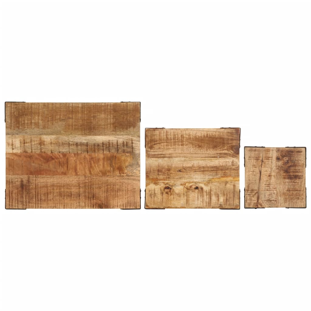Tables d'appoint gigognes 3 pcs bois de manguier massif brut - XIOS
