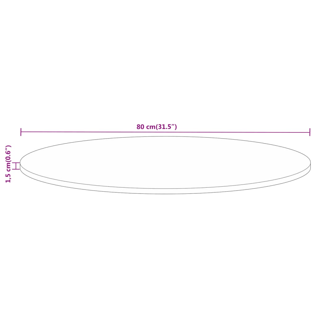 Dessus de table Ø 80x1,5 cm rond bois massif de manguier brut - XIOS