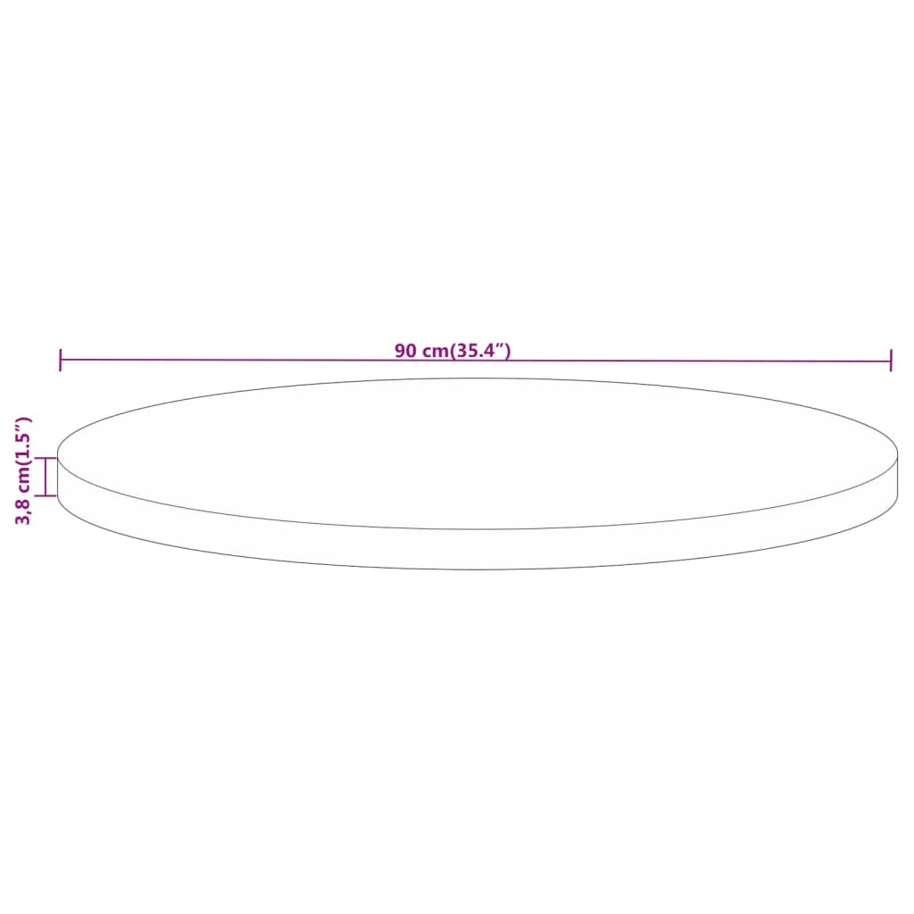 Dessus de table Ø 90x3,8 cm rond bois massif de manguier brut - XIOS