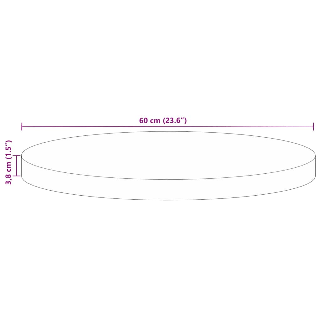 Dessus de table Ø 60x3,8 cm rond bois massif de récupération - XIOS