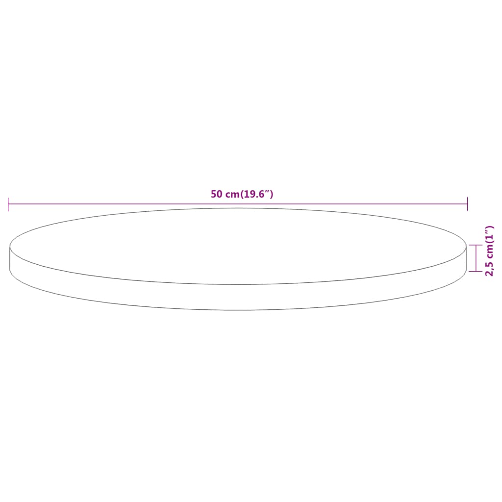 Dessus de table Ø50x2,5 cm rond bois massif d'acacia - XIOS