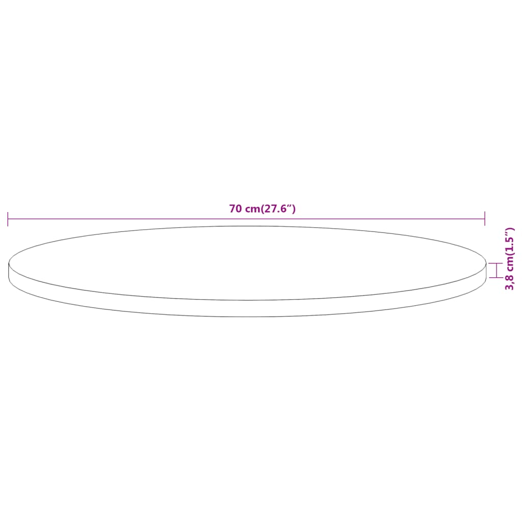 Dessus de table Ø70x3,8 cm rond bois massif d'acacia - XIOS