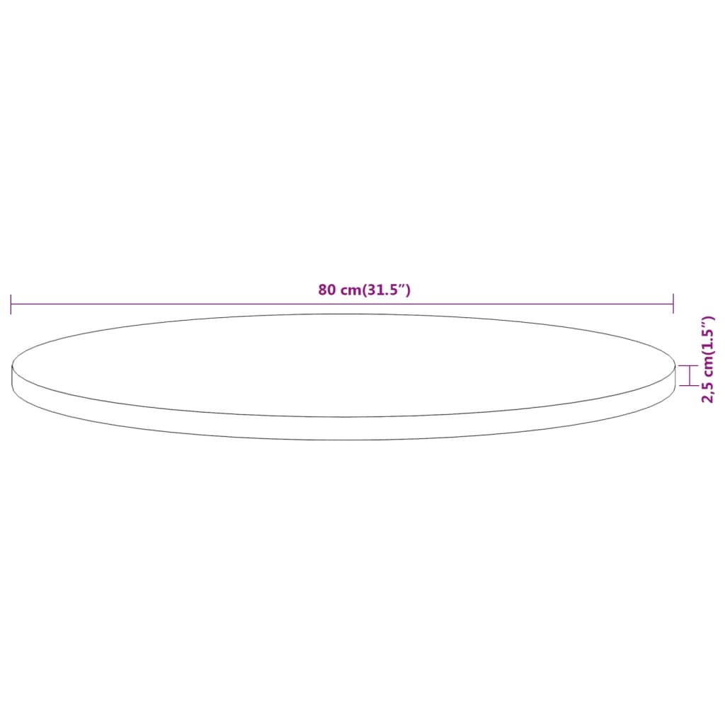 Dessus de table Ø80x2,5 cm rond bois massif d'acacia - XIOS