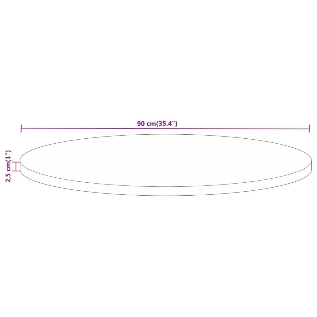 Dessus de table Ø 90x2,5 cm rond bois de manguier massif - XIOS