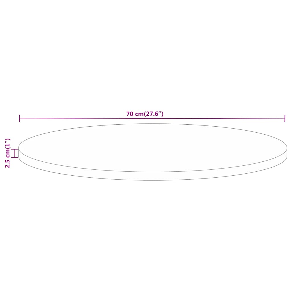 Dessus de table Ø 70x2,5 cm rond bois de manguier massif - XIOS