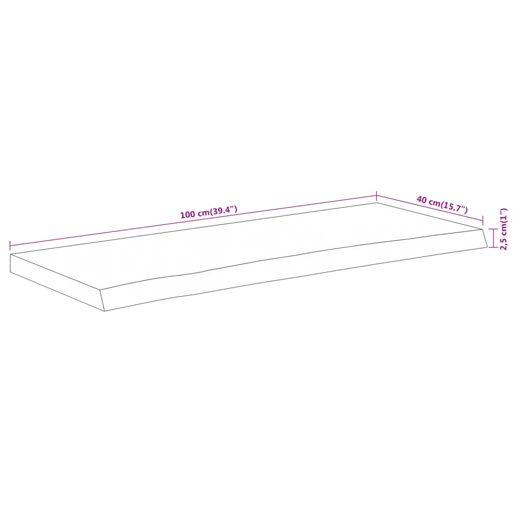 Dessus de table 100x40x2,5 cm rectangulaire bois massif acacia - XIOS