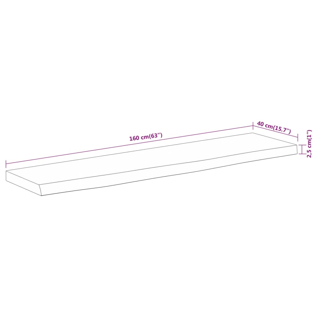 Dessus de table 160x40x2,5 cm rectangulaire bois massif acacia - XIOS