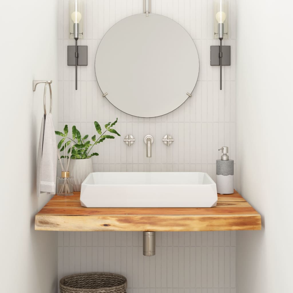 Comptoir de salle de bain 80x60x2,5 cm rectangulaire acacia - XIOS