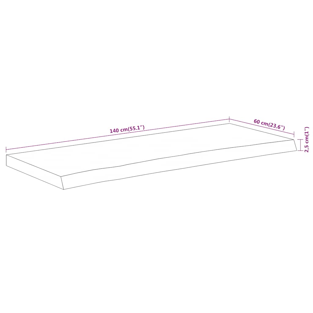 Comptoir de salle de bain 140x60x2,5 cm rectangulaire acacia - XIOS
