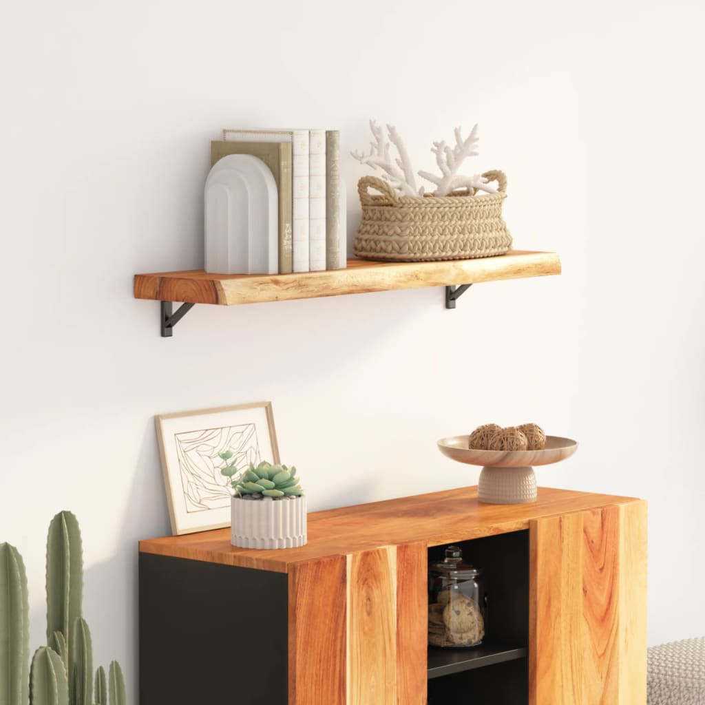 Étagère murale rectangulaire massif acacia bordure assortie - XIOS