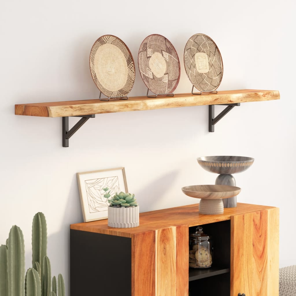 Étagère murale rectangulaire massif acacia bordure assortie - XIOS