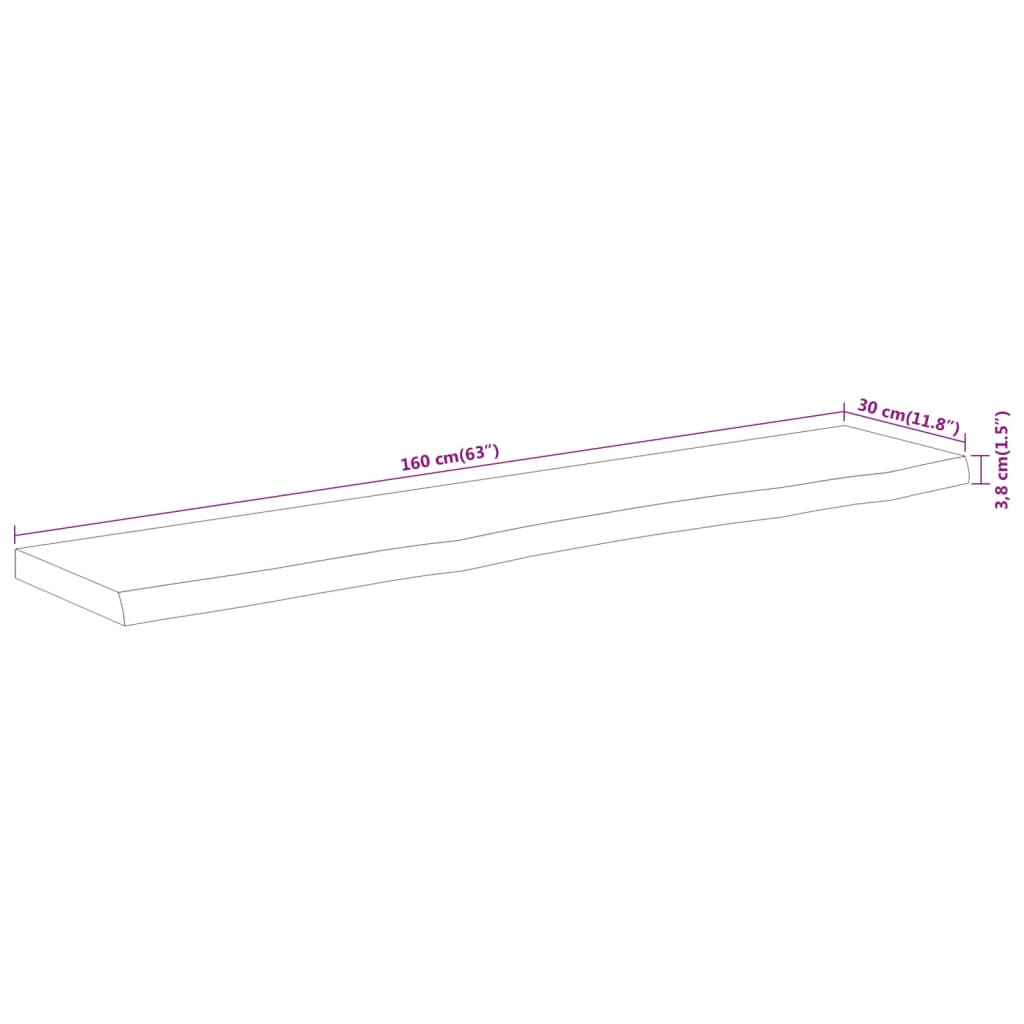 Dessus de table 160x30x3,8 cm rectangulaire bois massif acacia - XIOS