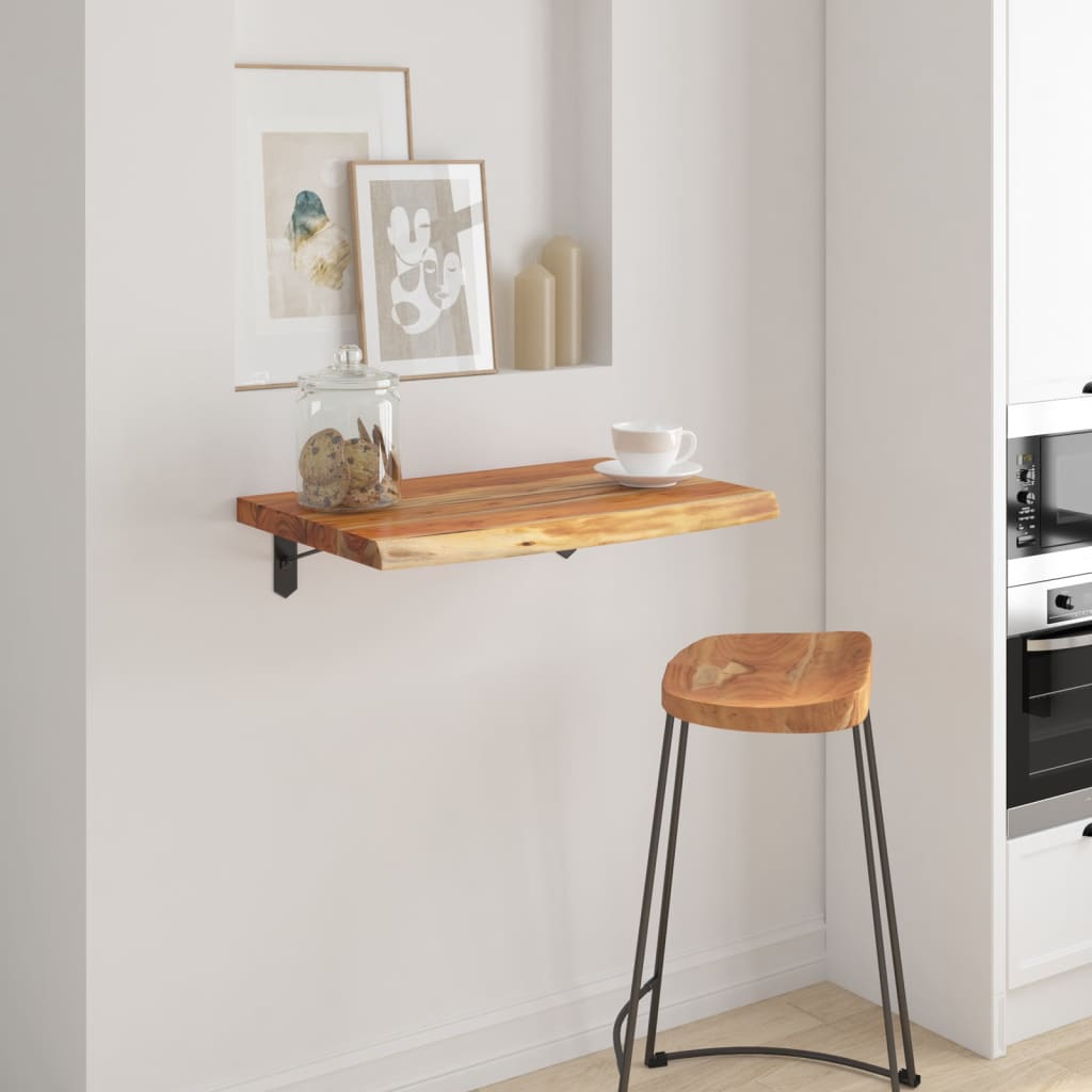 Étagère murale 40x40x3,8cm carré massif acacia bordure assortie - XIOS
