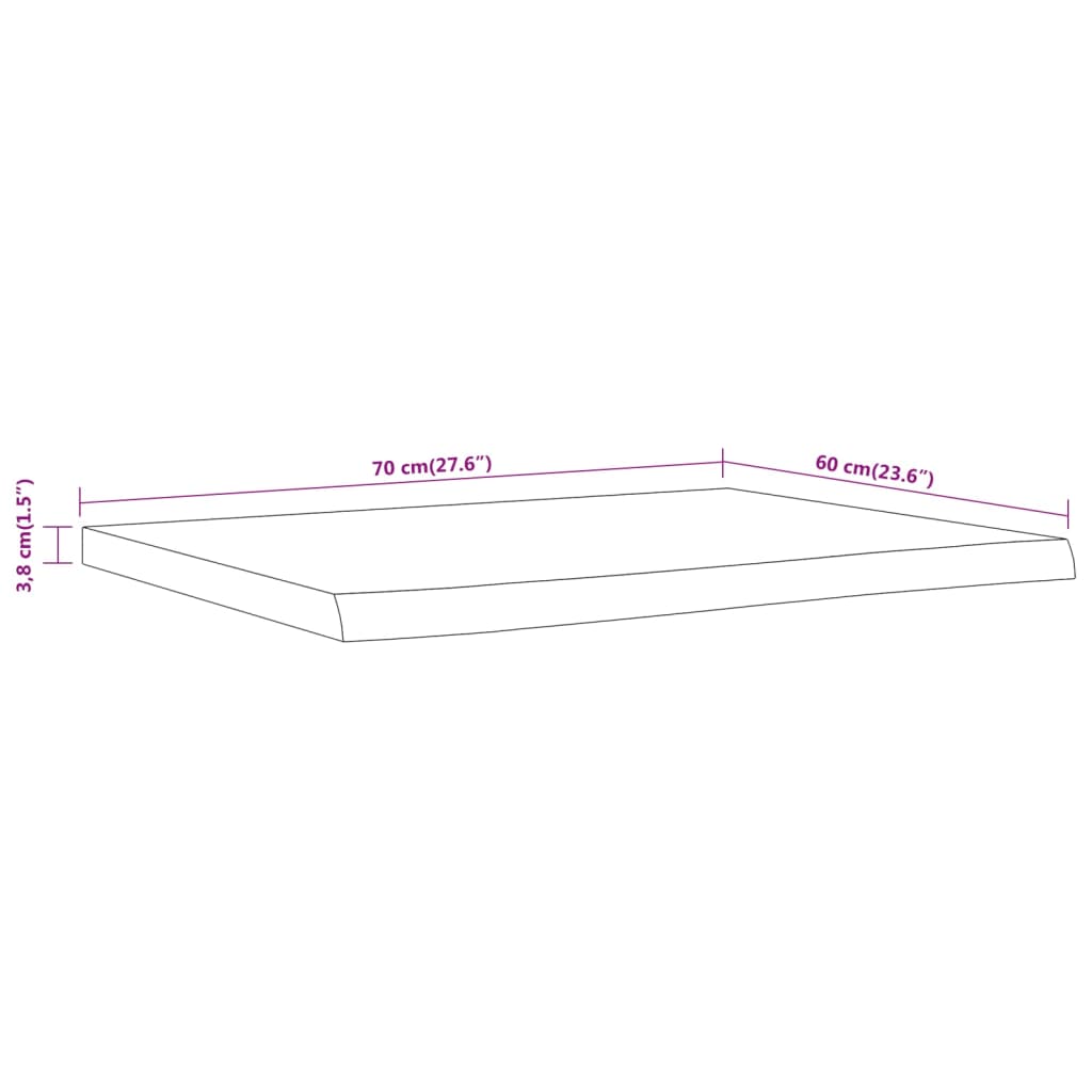 Comptoir de salle de bain 70x60x3,8 cm rectangulaire acacia - XIOS