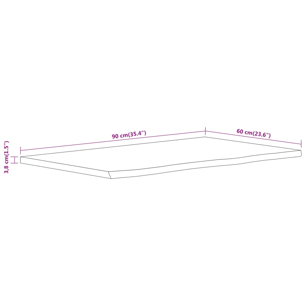 Comptoir de salle de bain 90x60x3,8 cm rectangulaire acacia - XIOS