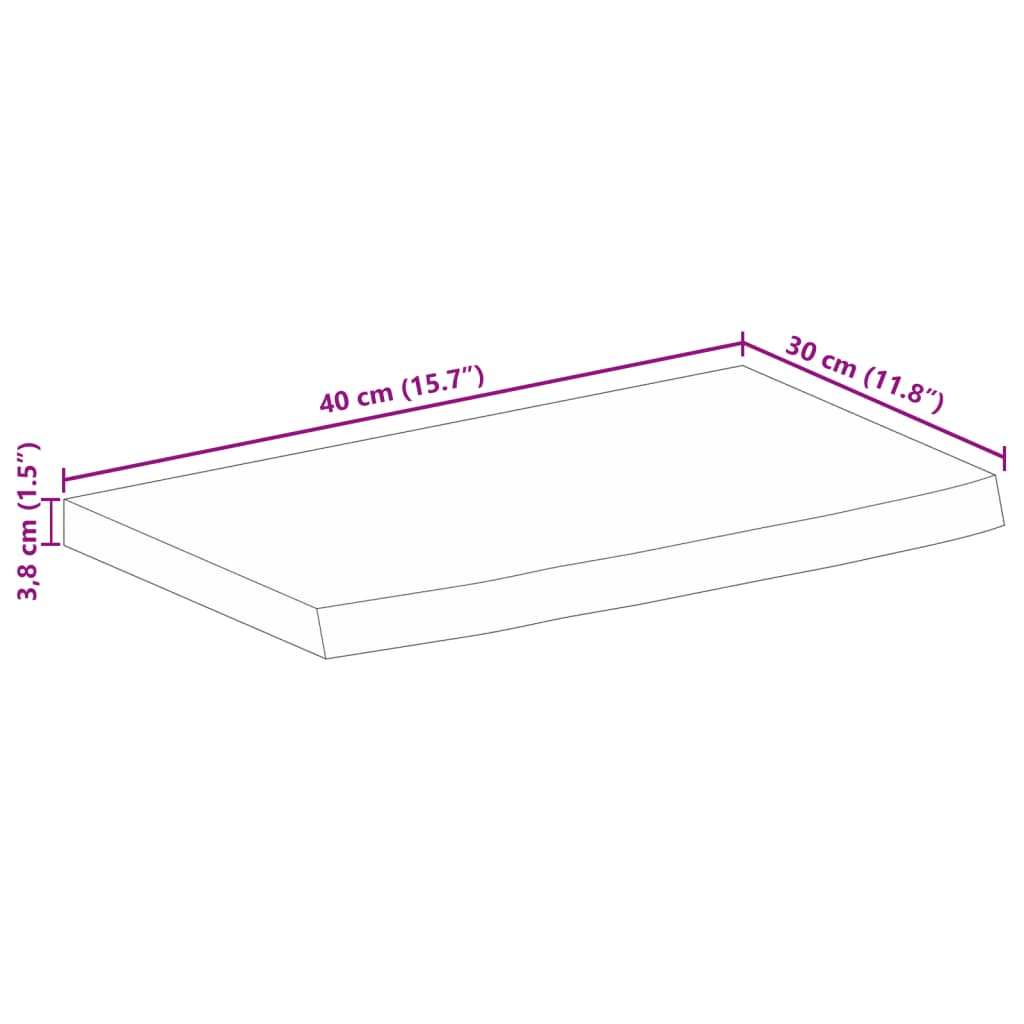 Dessus de table 40x30x3,8 cm bord vif bois massif manguier brut Plateaux de table vidaXL   