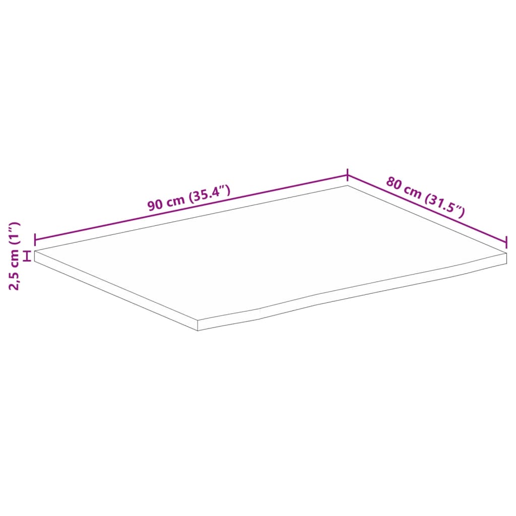 Dessus de table à bord vivant 90x80x2,5 cm bois massif manguier Plateaux de table vidaXL   
