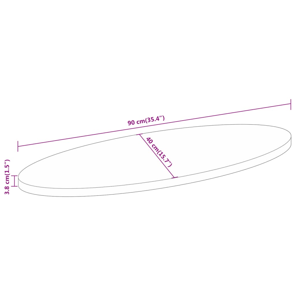 Dessus de table 90x40x3,8 cm ovale bois massif d'acacia - XIOS