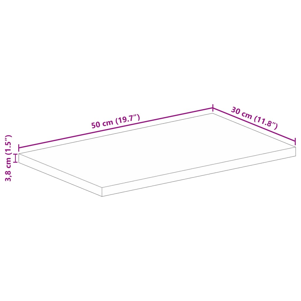 Dessus de table 50x30x3,8 cm rectangulaire bois massif d'acacia - XIOS
