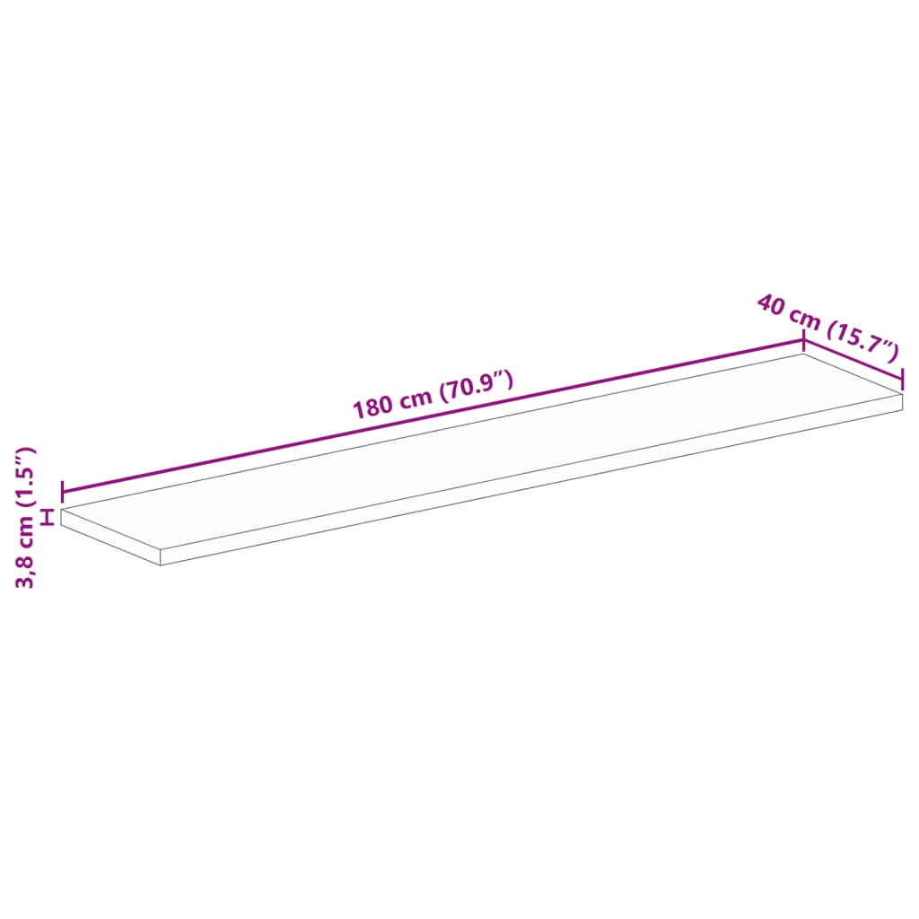 Dessus de table 180x40x3,8cm rectangulaire bois massif d'acacia - XIOS