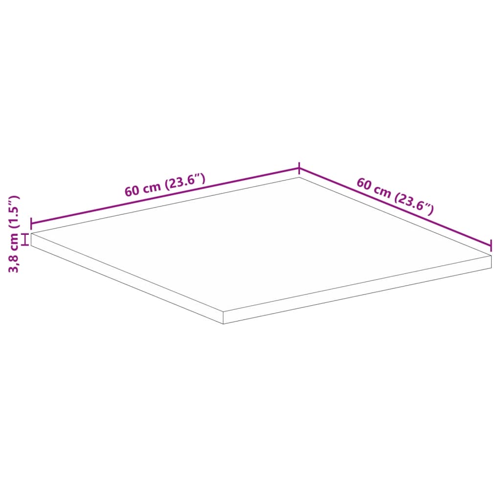 Dessus de table 60x60x3,8 cm carré bois massif d'acacia - XIOS