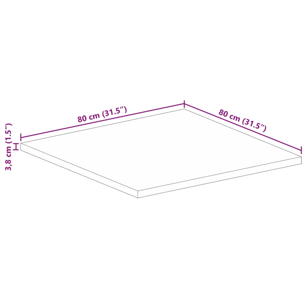 Dessus de table 80x80x3,8 cm carré bois massif d'acacia - XIOS