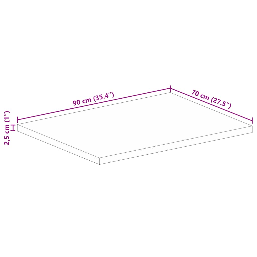 Dessus de table 90x70x2,5 cm rectangulaire bois massif récupéré Plateaux de table vidaXL   