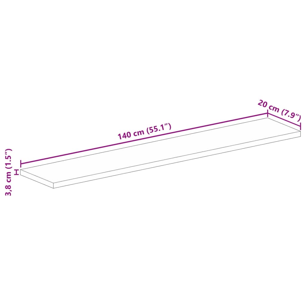 Dessus de table 140x20x3,8cm rectangulaire bois massif récupéré - XIOS