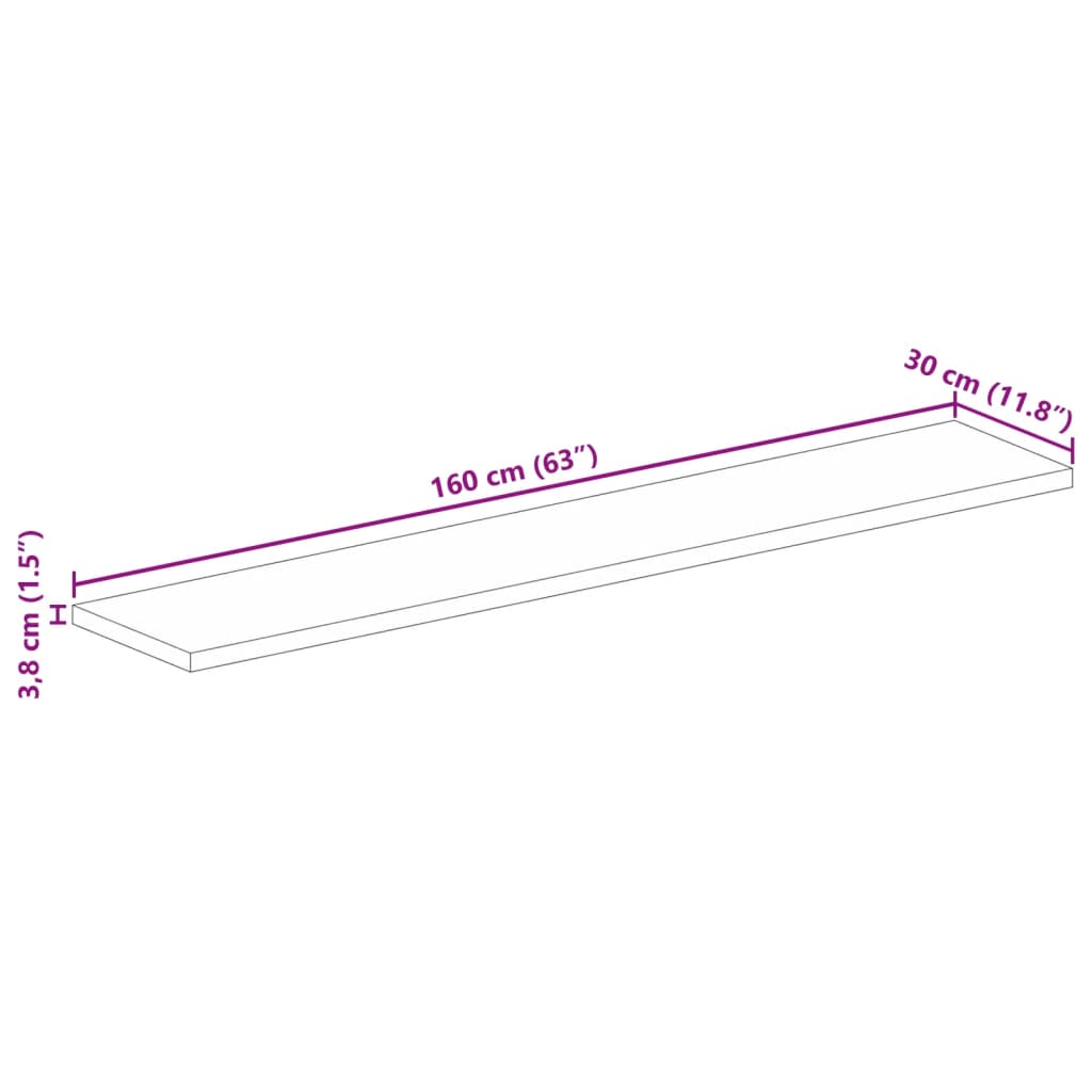 Dessus de table 160x30x3,8cm rectangulaire bois massif récupéré - XIOS